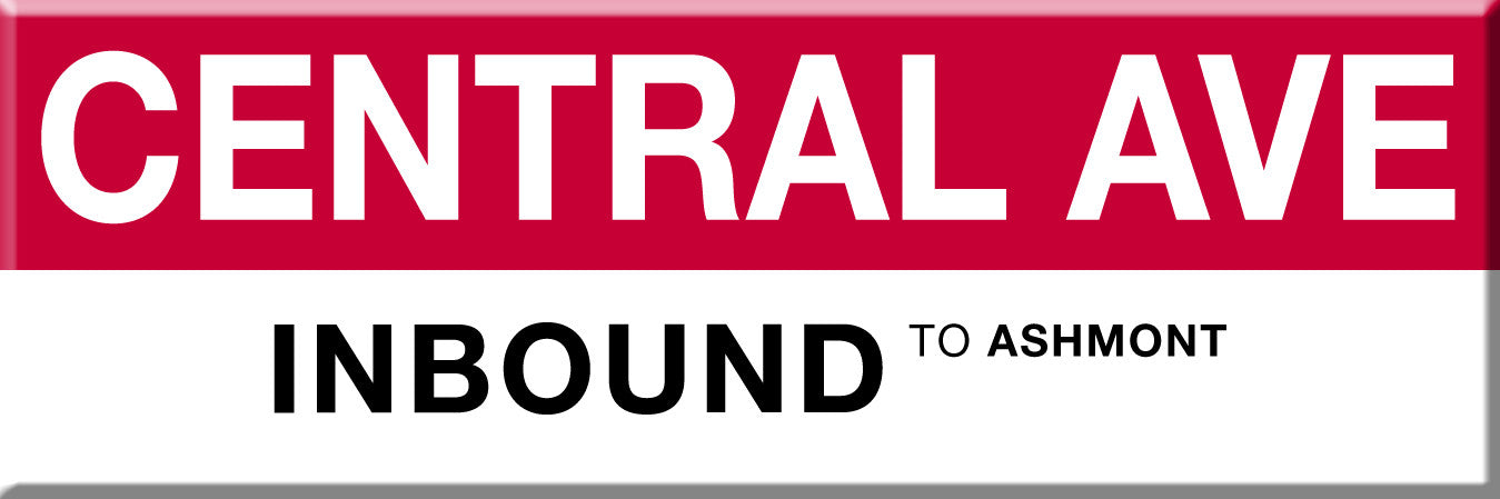 Red Line Station Magnet: Central Ave; Inbound to Ashmont