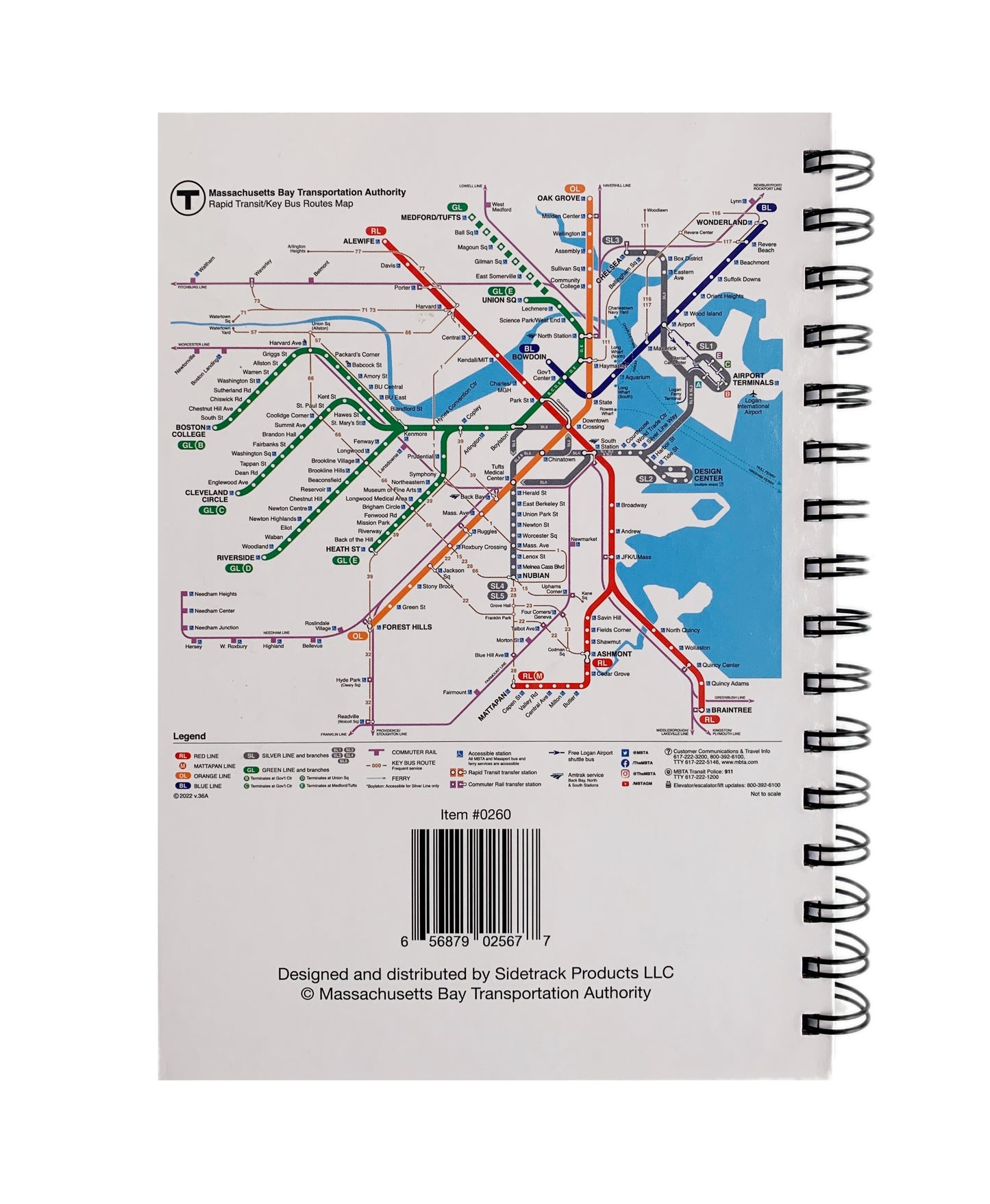 MBTA Vehicles Spiral Bound Notebook: CHARCOAL
