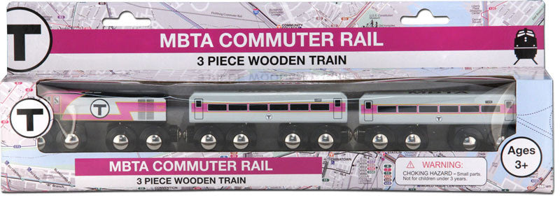 Boston MBTA Commuter Rail Wooden Toy Train Set