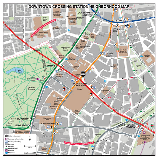 Orange Line and Red Line Station Neighborhood Map: Downtown Crossing (Sept. 2022)