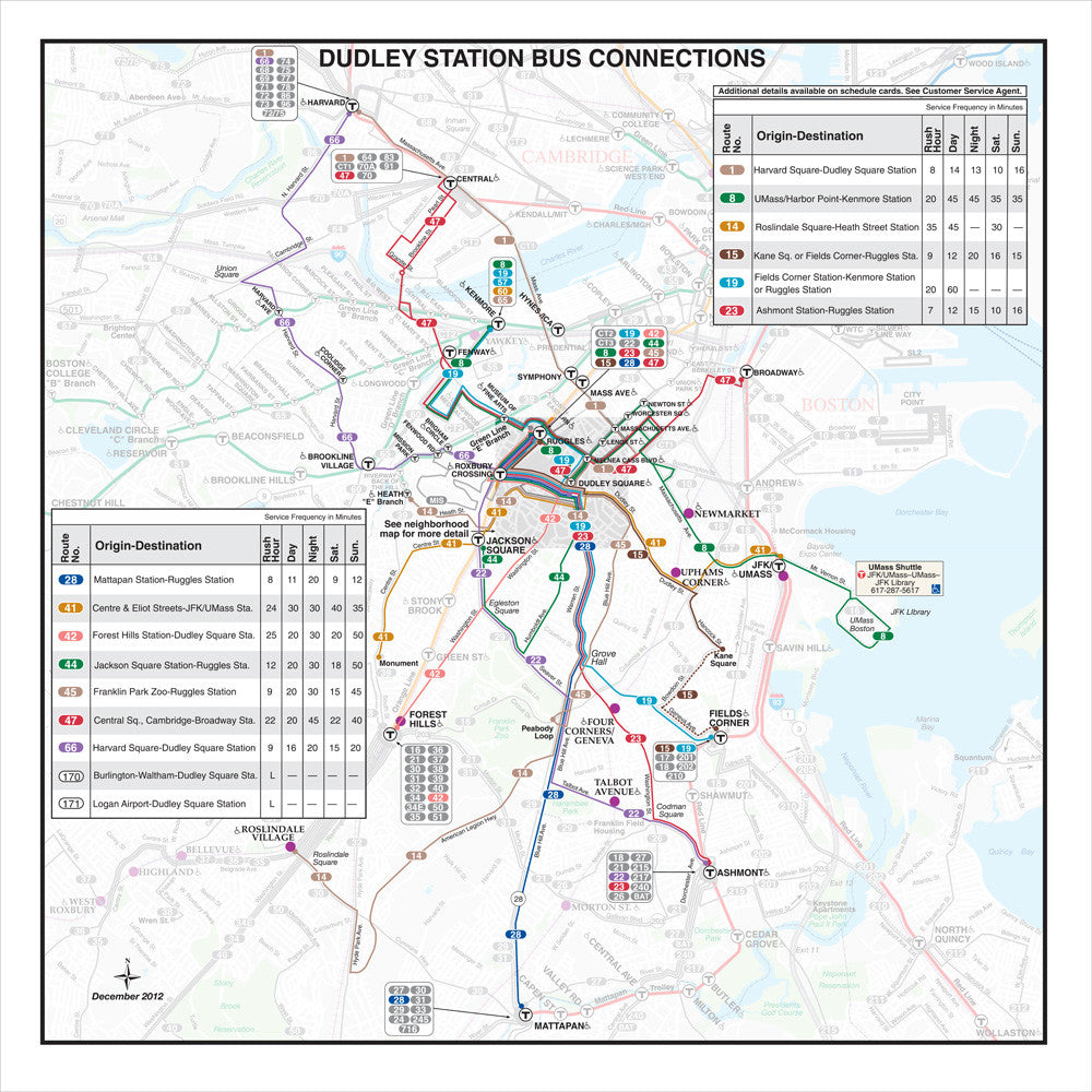 MBTA Dudley Station Bus Connections Map (Dec. 2012)