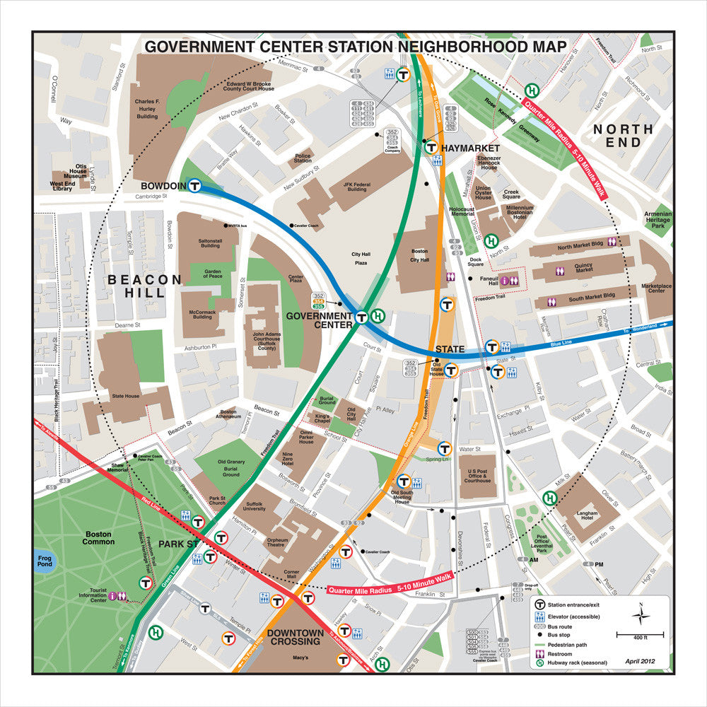 Blue Line and Green Line Station Neighborhood Map: Government Center (Apr. 2012)