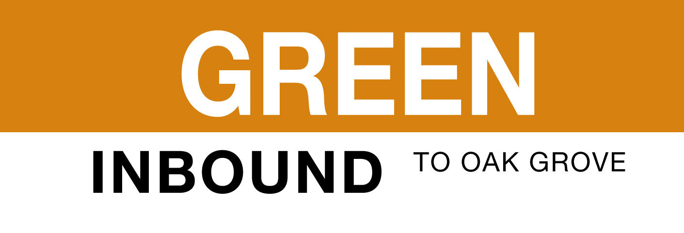 Orange Line Station Magnet: Green; Inbound to Oak Grove