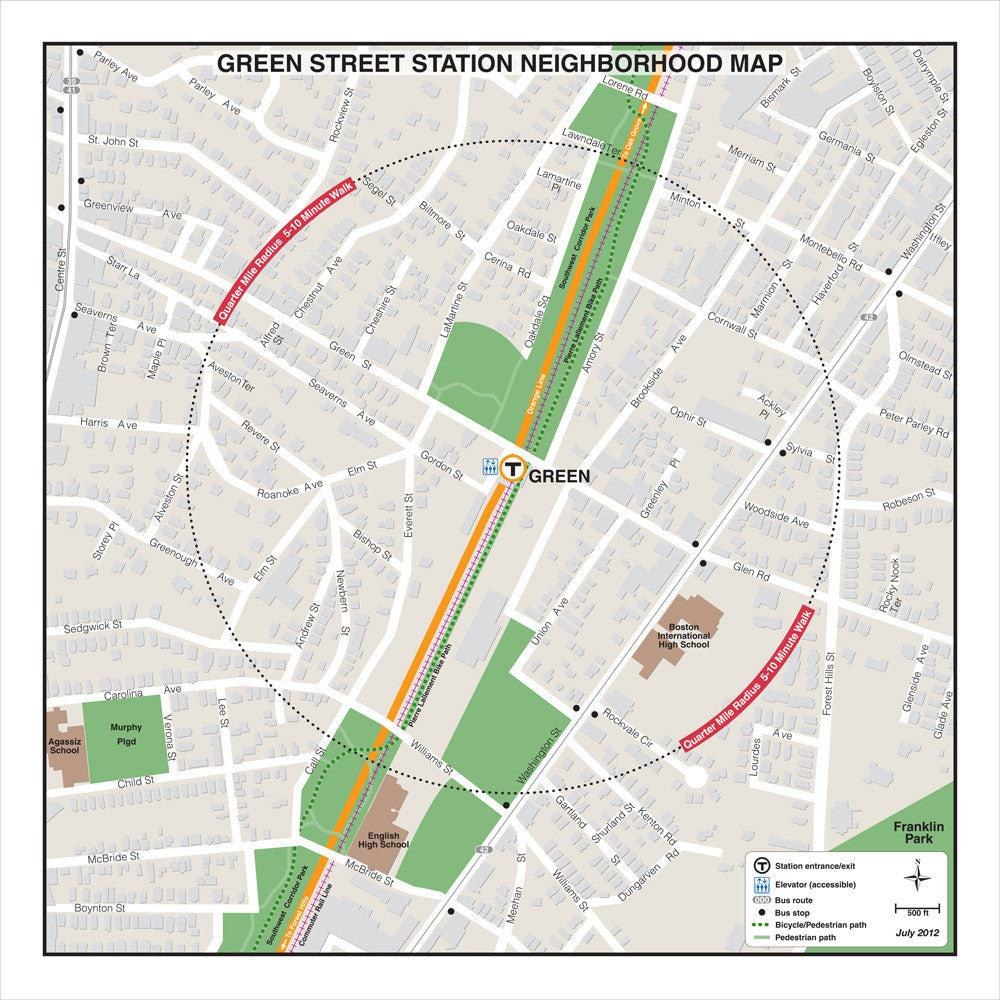 Orange Line Station Neighborhood Map: Green Street (Jul. 2012)