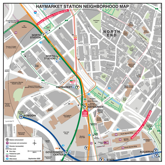 Green Line and Orange Line Station Neighborhood Map: Haymarket (Sept. 2022)