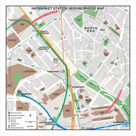 Green Line and Orange Line Station Neighborhood Map: Haymarket (Apr. 2012)