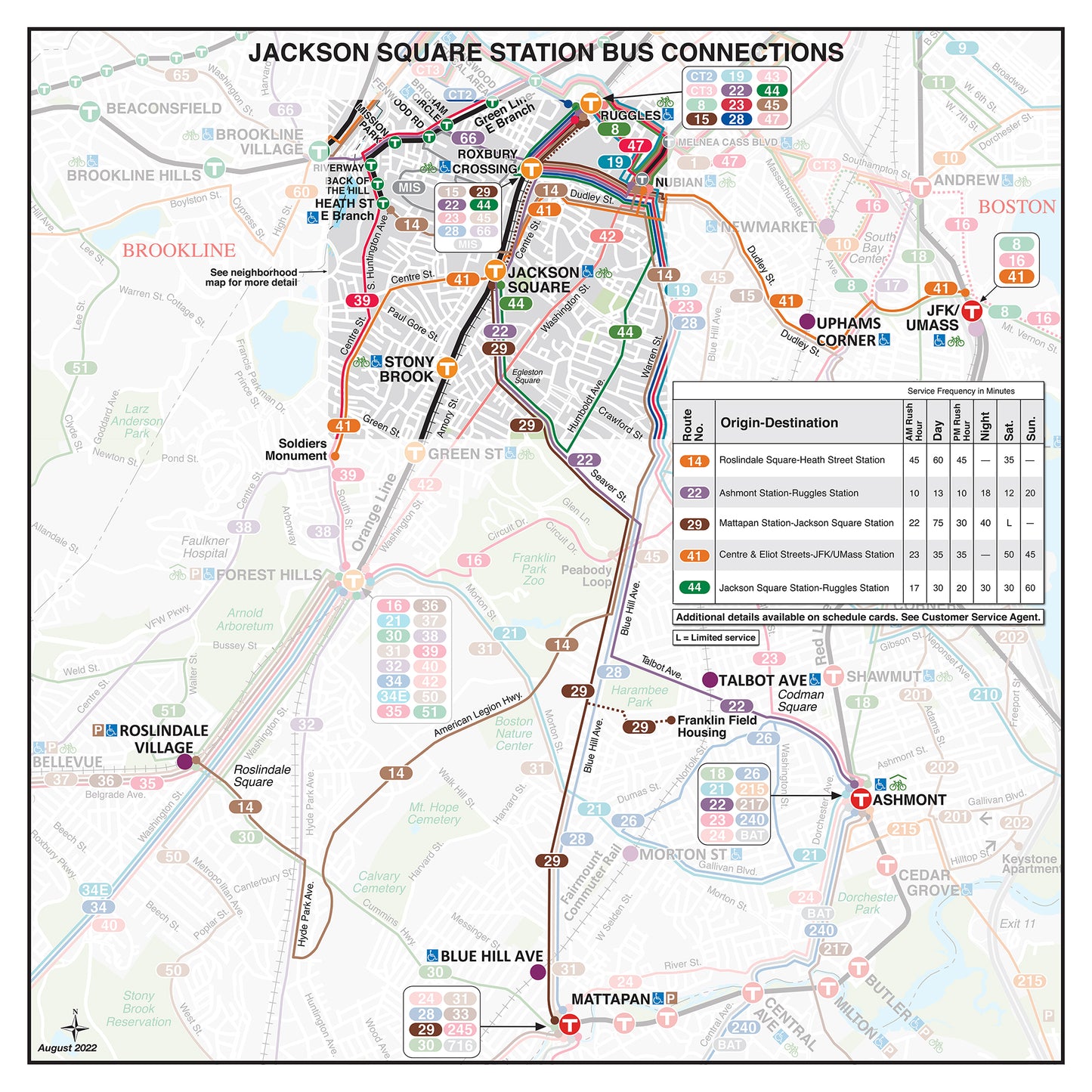 MBTA Jackson Square Station Bus Connections Map (Sept. 2022)