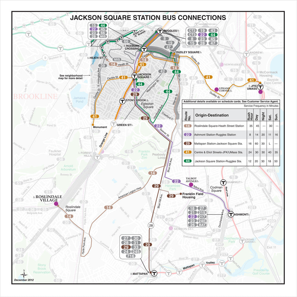 MBTA Jackson Square Station Bus Connections Map (Dec. 2012)
