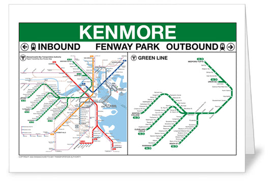 Green Line Station Greeting Card: Kenmore; Fenway Park