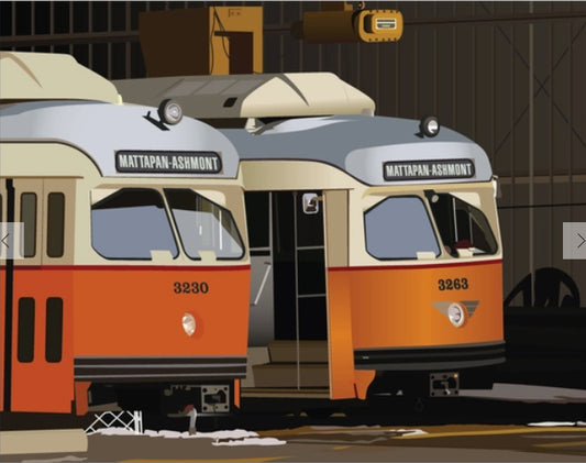 Two Mattapan PCC Car Trolleys Greeting Card