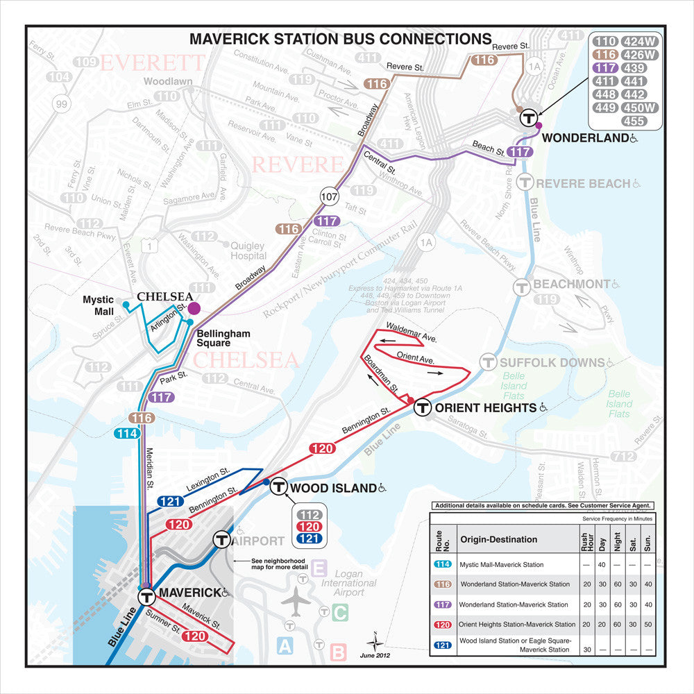 MBTA Maverick Station Bus Connections Map (Jun. 2012)