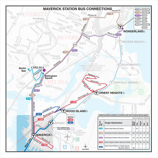MBTA Maverick Station Bus Connections Map (Jun. 2012)