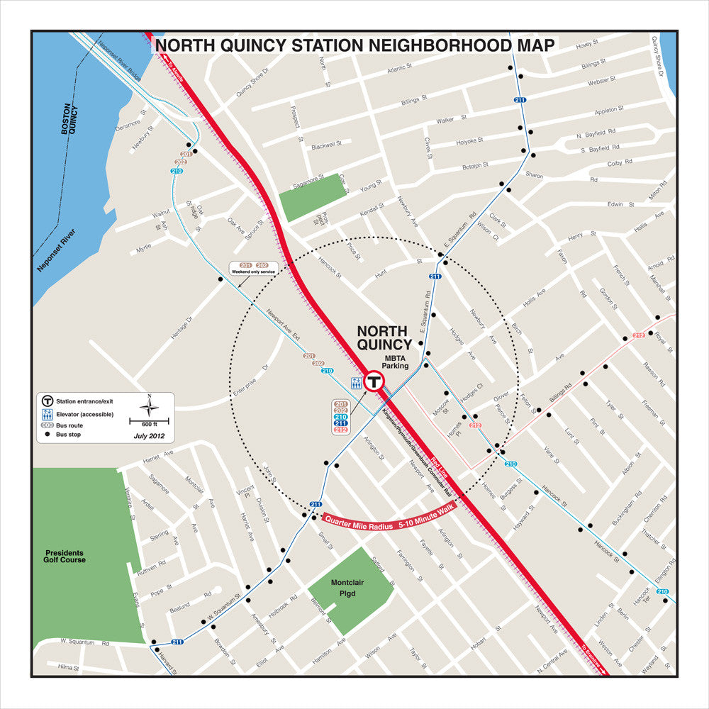 Red Line Station Neighborhood Map: North Quincy (Jul. 2012)