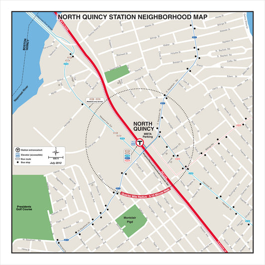 Red Line Station Neighborhood Map: North Quincy (Jul. 2012)