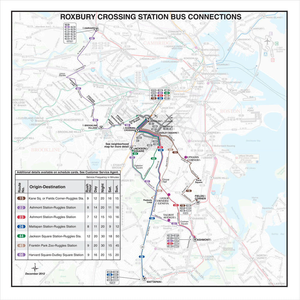 MBTA Roxbury Crossing Station Bus Connections Map (Dec. 2012)