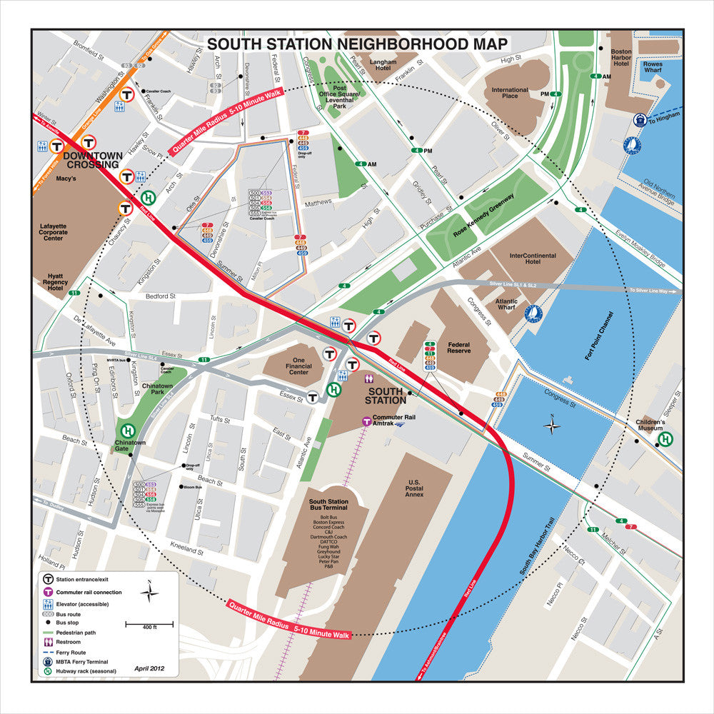 Red Line and Silver Line Station Neighborhood Map: South Station (Apr. 2012)