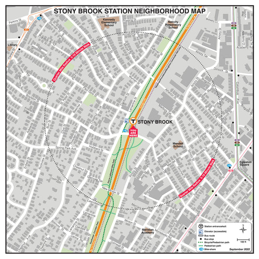 Orange Line Station Neighborhood Map: Stony Brook (Sept. 2022)