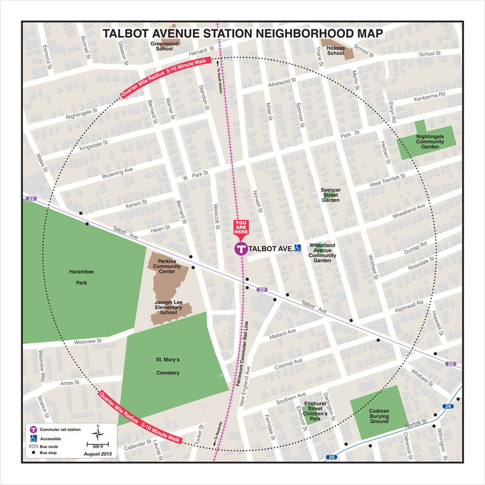 Commuter Rail Station Neighborhood Map: Talbot Avenue (Aug. 2013)