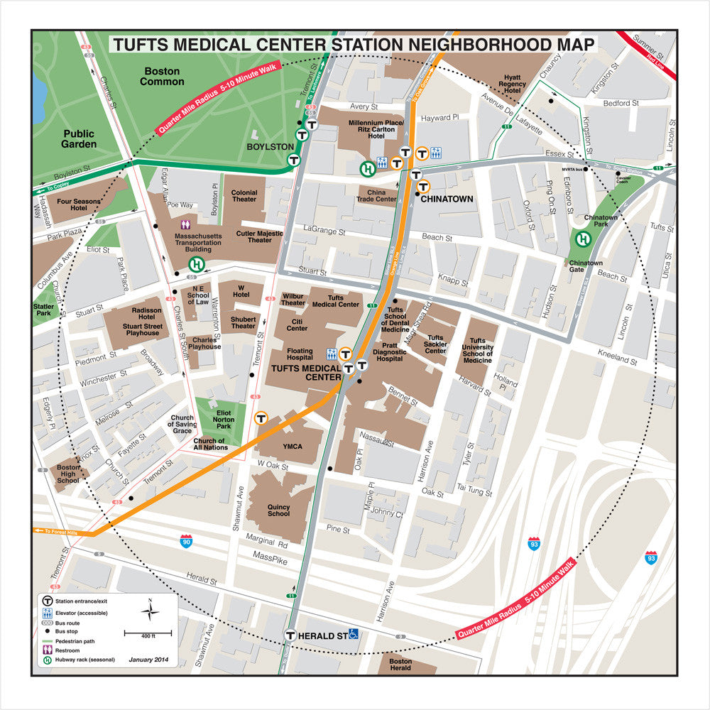 Orange Line Station Neighborhood Map: Tufts Medical Center (Jan. 2013)