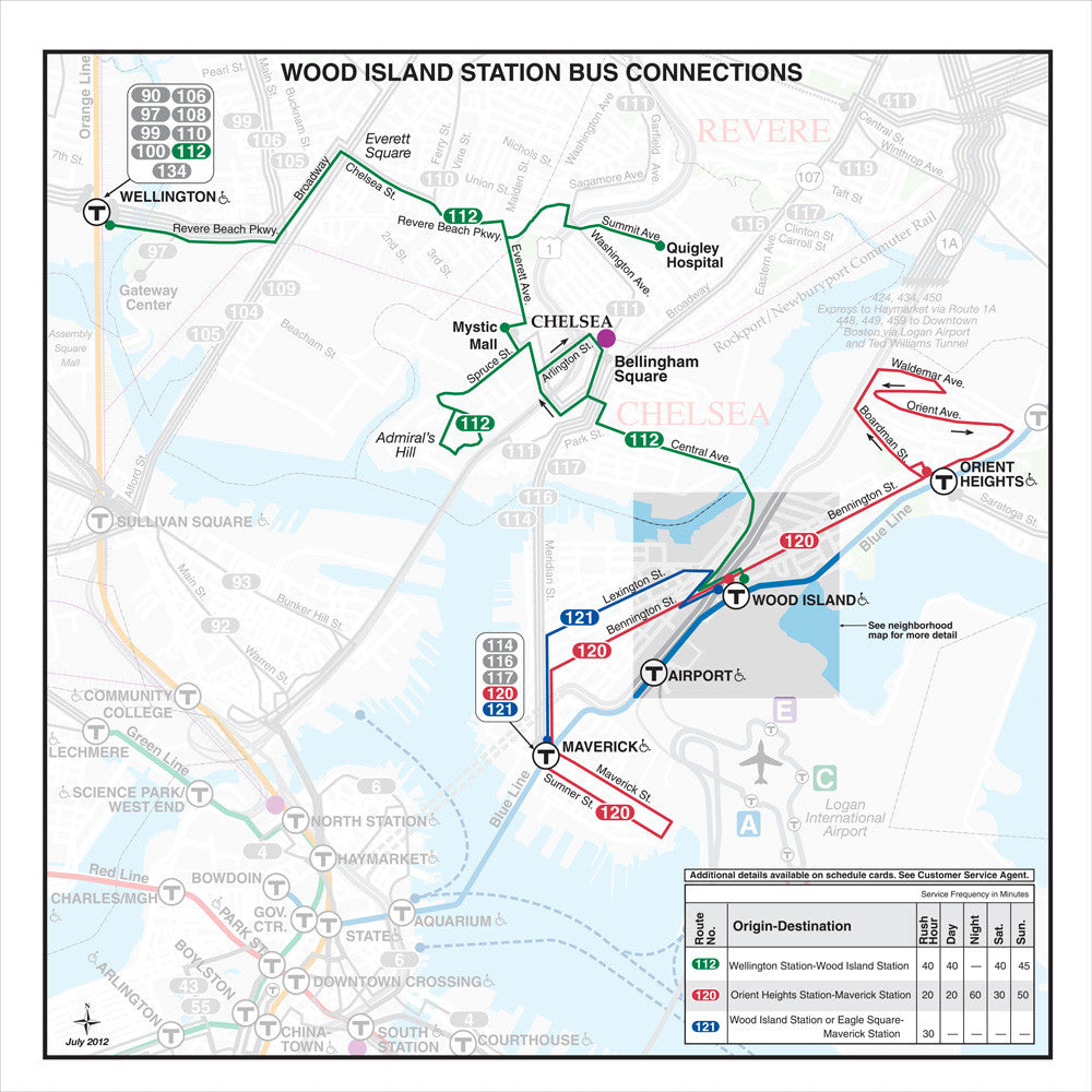 MBTA Wood Island Station Bus Connections Map (July 2012)