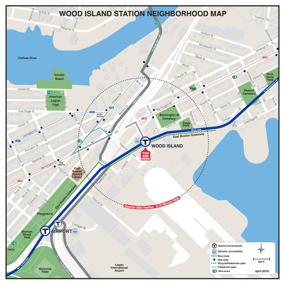 MBTA Wood Island Station Neighborhood Map (April 2018)