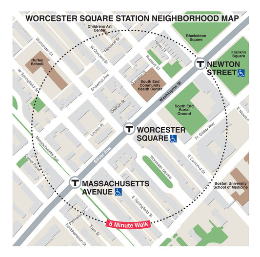 Silver Line Station Neighborhood Map: Worcester Square