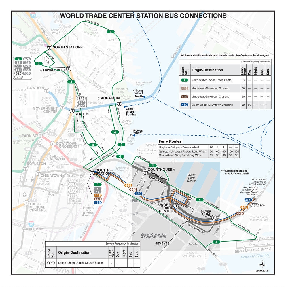 MBTA World Trade Center Station Bus Connections Map (June 2012)