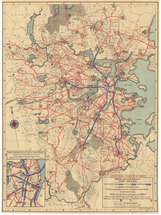 1940 Boston Elevated Railway Co. System Map No. 4