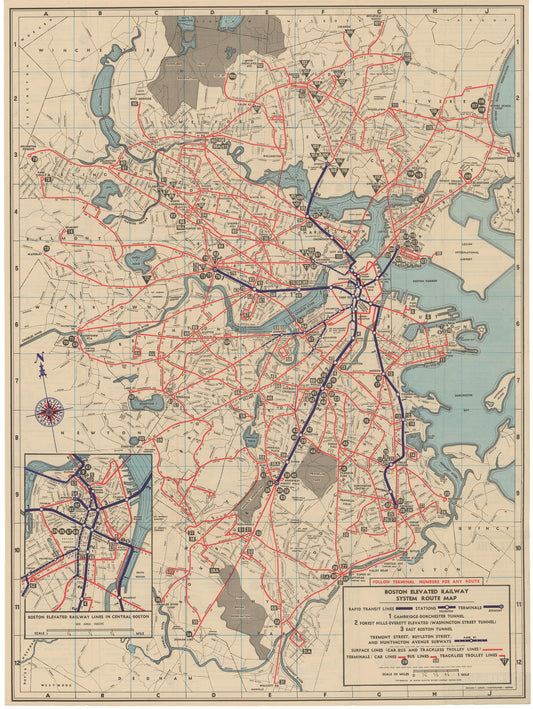 1946 Boston Elevated Railway Co. System Map No. 7