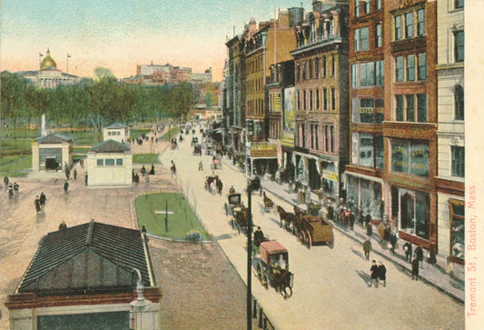 Vintage Postcard: Boylston Station Head Houses on Tremont Street