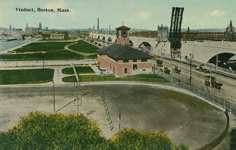 Vintage Postcard: East Cambridge Viaduct and Charles River Dam