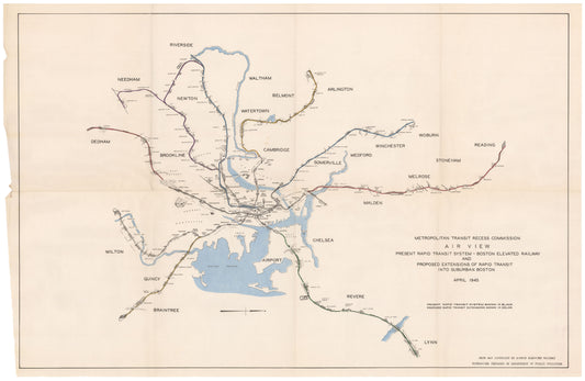 1945 Metropolitan Transit Recess Commission Rapid Transit Expansion Map