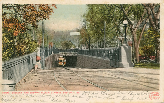 Vintage Postcard: Public Garden Incline of Tremont Street Subway