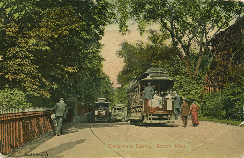 Vintage Postcard: Entrance to Subway in Boston Public Garden