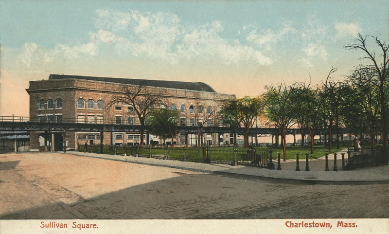 Vintage Postcard: Sullivan Square Terminal showing the Elevated Railways