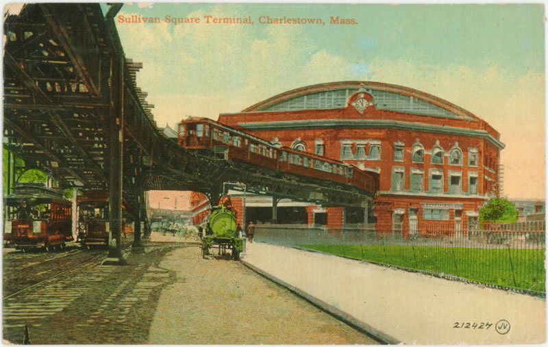 Vintage Postcard: Sullivan Square Terminal showing the Elevated Railways