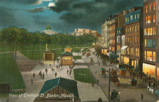Vintage Postcard: Tremont Street with Subway Entrances