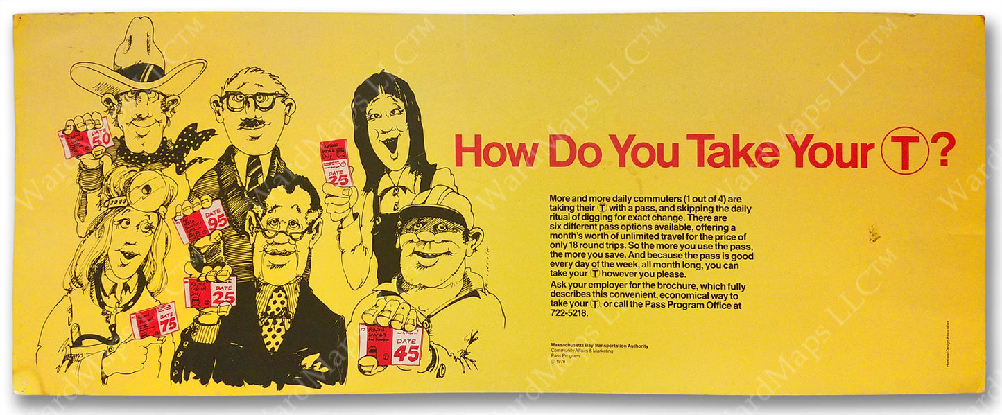 Car Card Advertisement for MBTA Passes, 1978