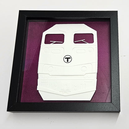 Boston MBTA Commuter Rail Locomotive Framed 3D Paper Art