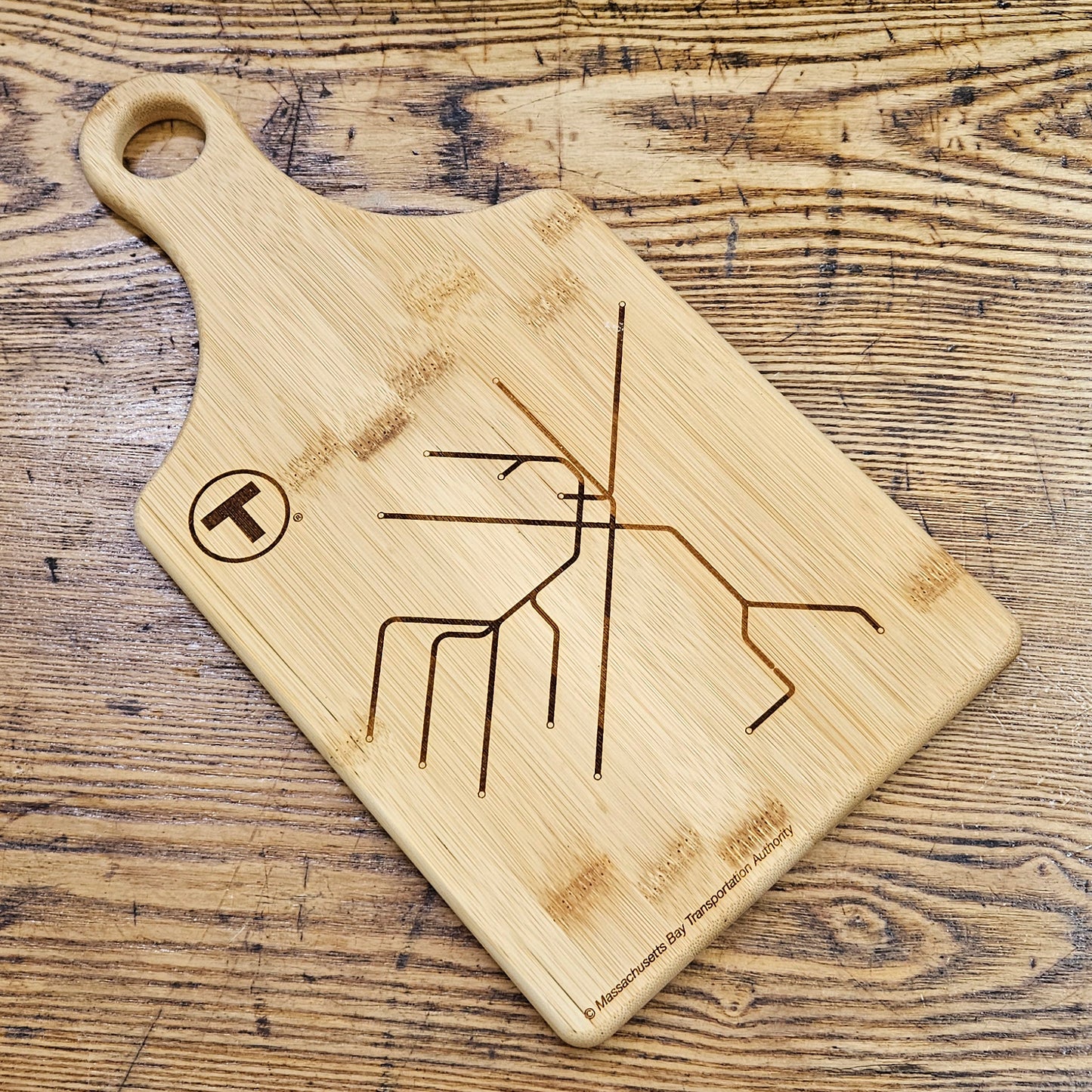 Boston MBTA Map Bamboo Cutting Board (Small)