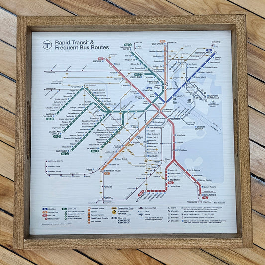 Boston MBTA Map Wood Tray (17"x17")