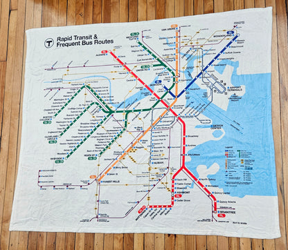 Boston MBTA Rapid Transit Map Plush Blanket (2025)