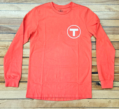 Boston MBTA Red Line Subway Car & T Logo Long Sleeve Shirt