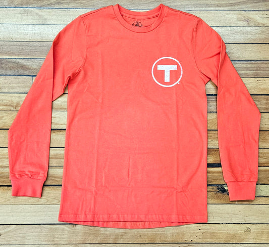 Boston MBTA Red Line Trolley & T Logo Long Sleeve Shirt (TODDLER/YOUTH/ADULT)