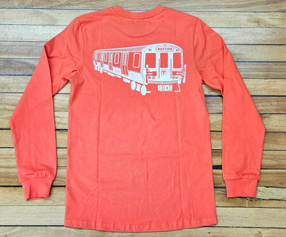 Boston MBTA Red Line Subway Car & T Logo Long Sleeve Shirt