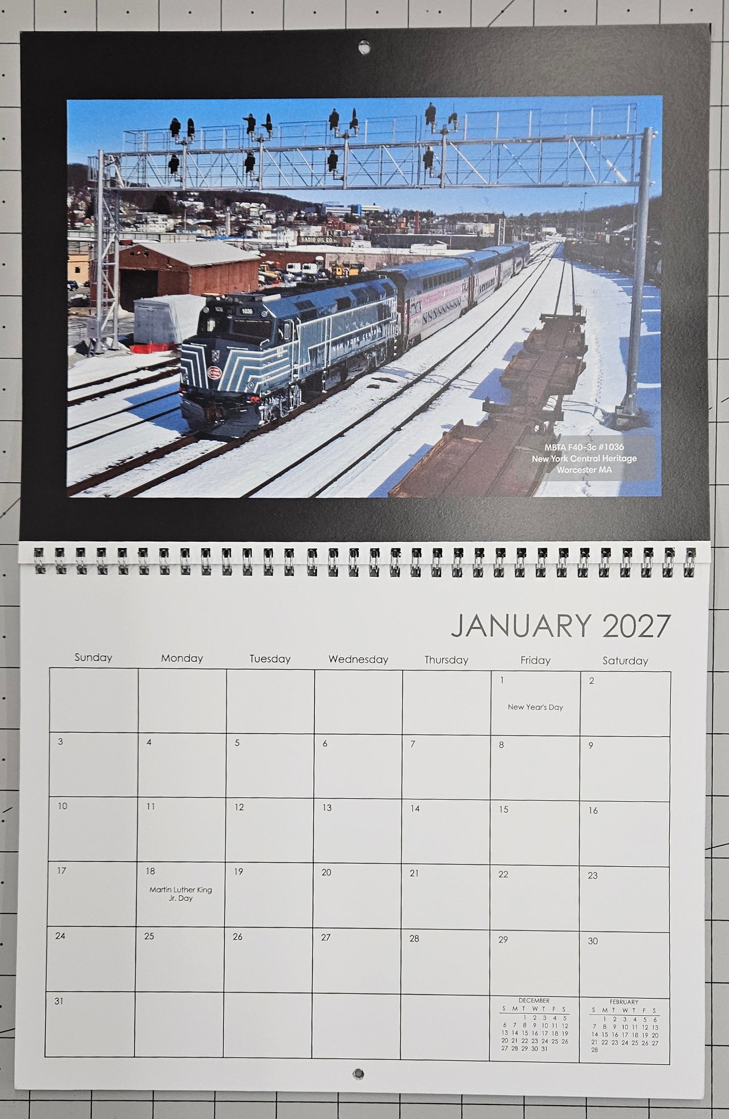 2027 Boston MBTA Transit Vehicle Photographs Wall Calendar