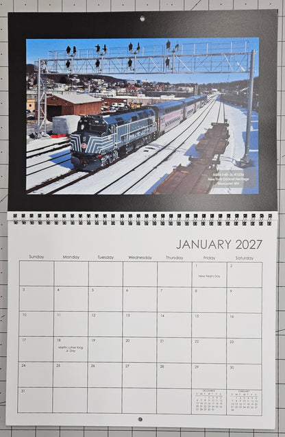 2027 Boston MBTA Transit Vehicle Photographs Wall Calendar