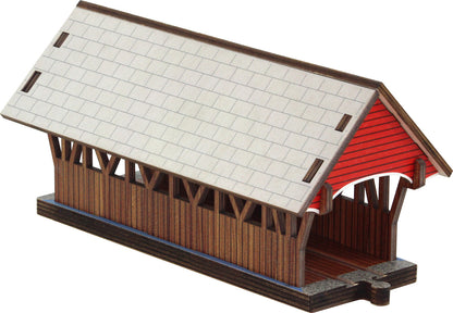 Wooden Toy Train Take-Apart Covered Bridge
