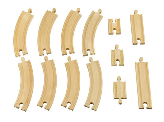 Wooden Train Track: 13-Piece Expansion Set (Curved and Straight)