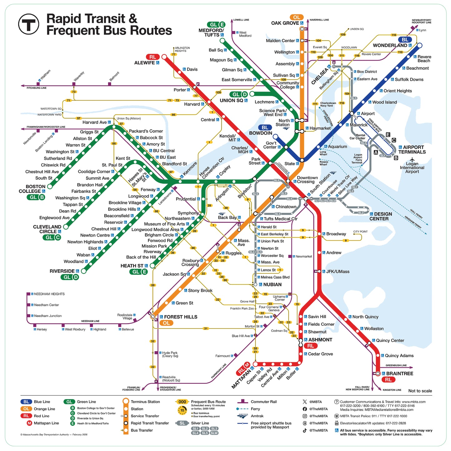 Boston MBTA Rapid Transit Map Adhesive Vinyl Wall Decal